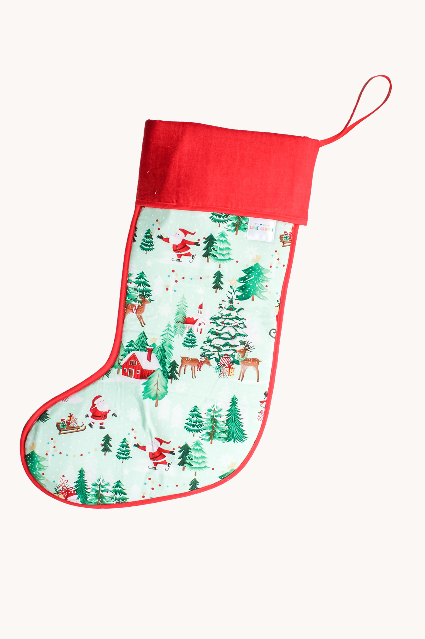 Snowy Village Santa Stocking