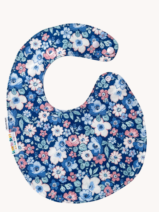Blue Floral Feeding Bib