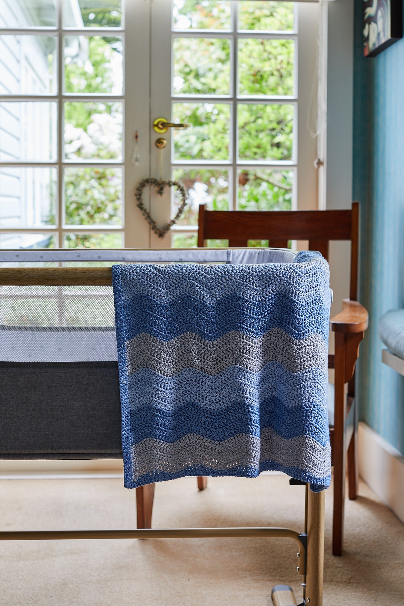 Blue & Grey Bamboo Crocheted Blanket image 0