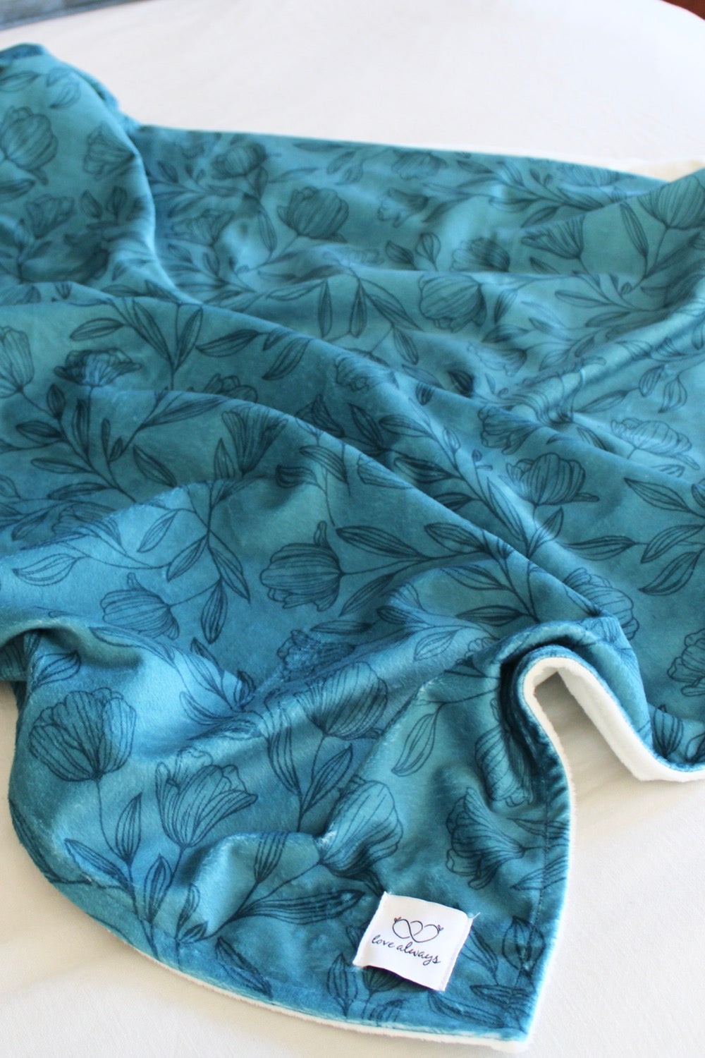 Teal Sketched Flowers image 0