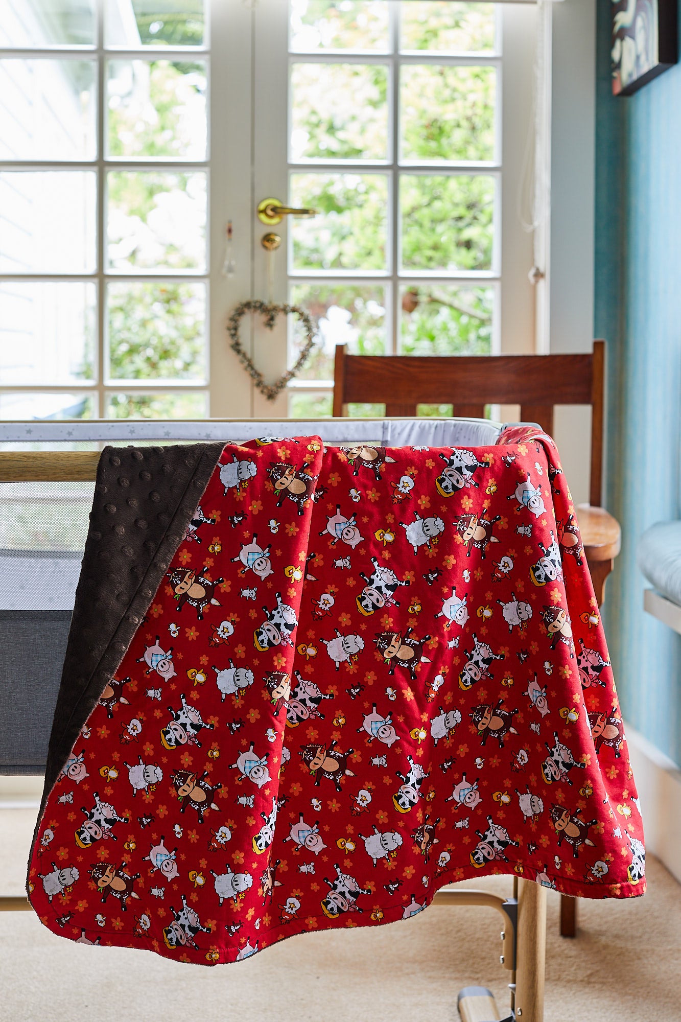 Farmyard Pigs Cotton/Minky Backed Blanket image 0