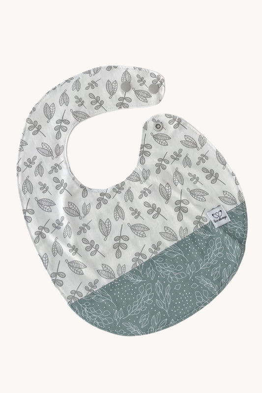 Cream Olive Leaves Feeding Bib