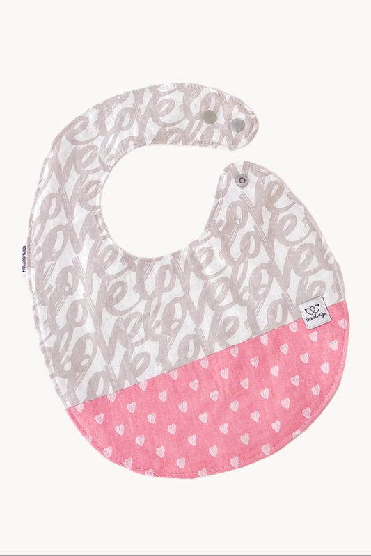 Grey "Love" Feeding Bib