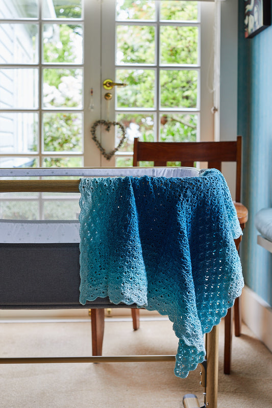 Blue Ombre Cotton Crocheted Blanket image 0