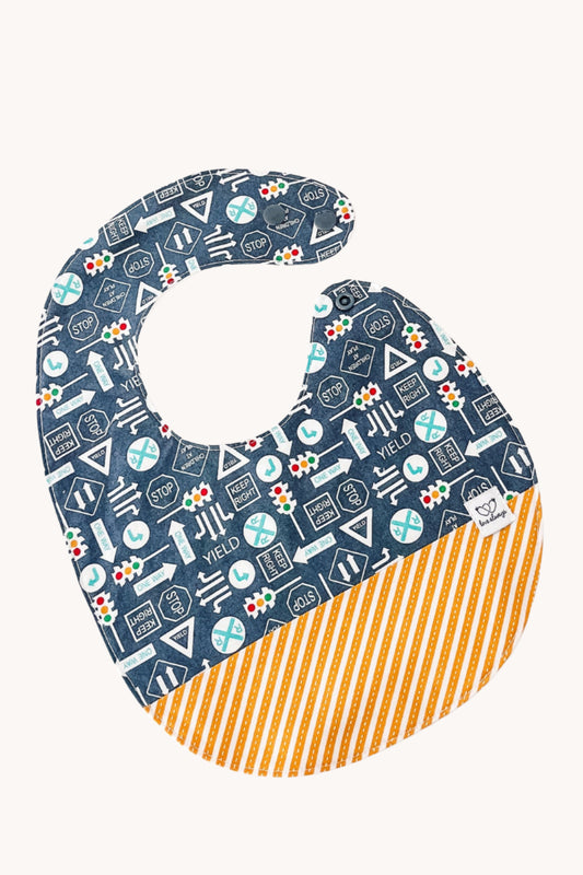 Roadworks Grey Feeding Bib