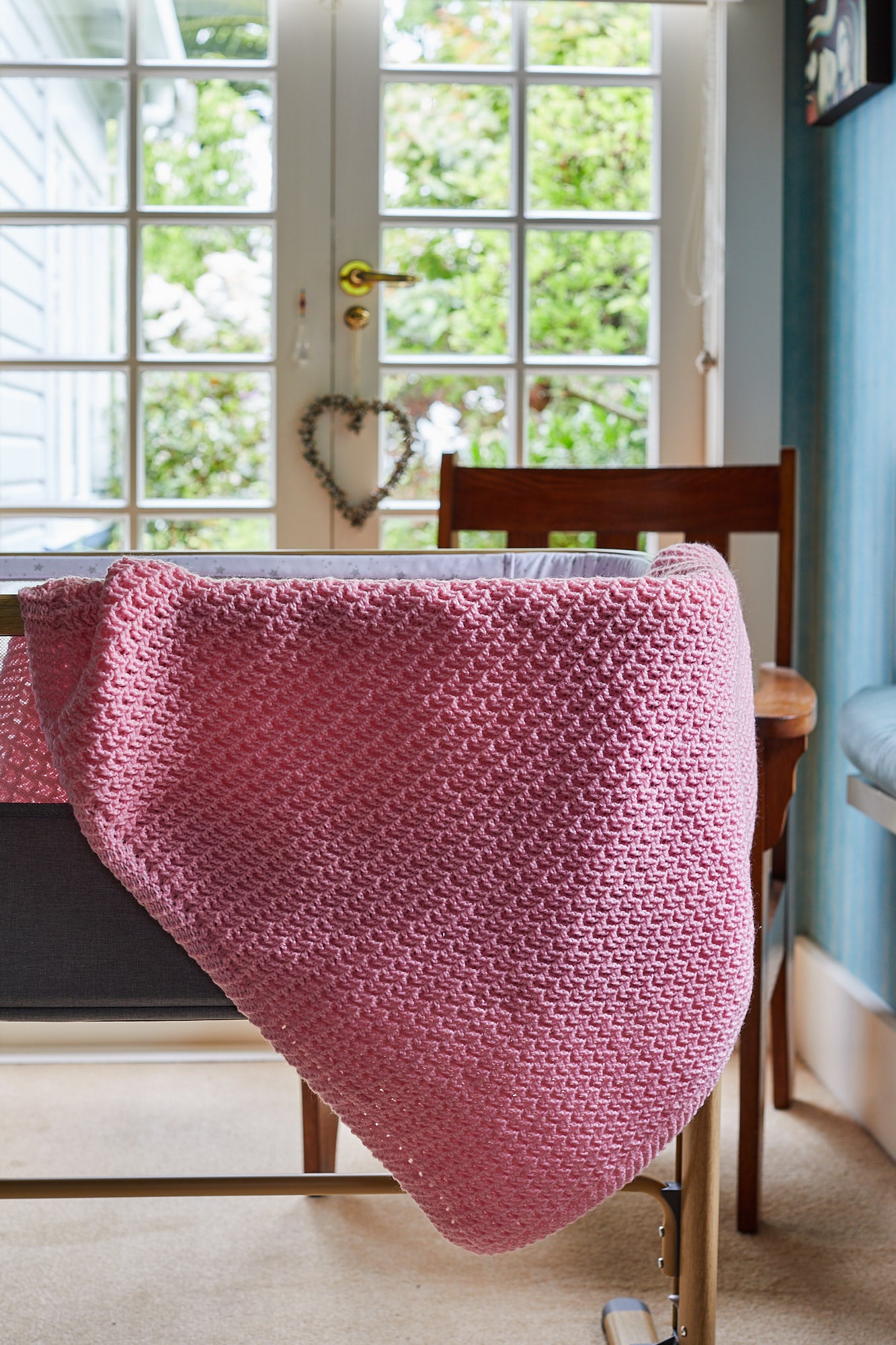 Blush Pink Crocheted Blanket image 1