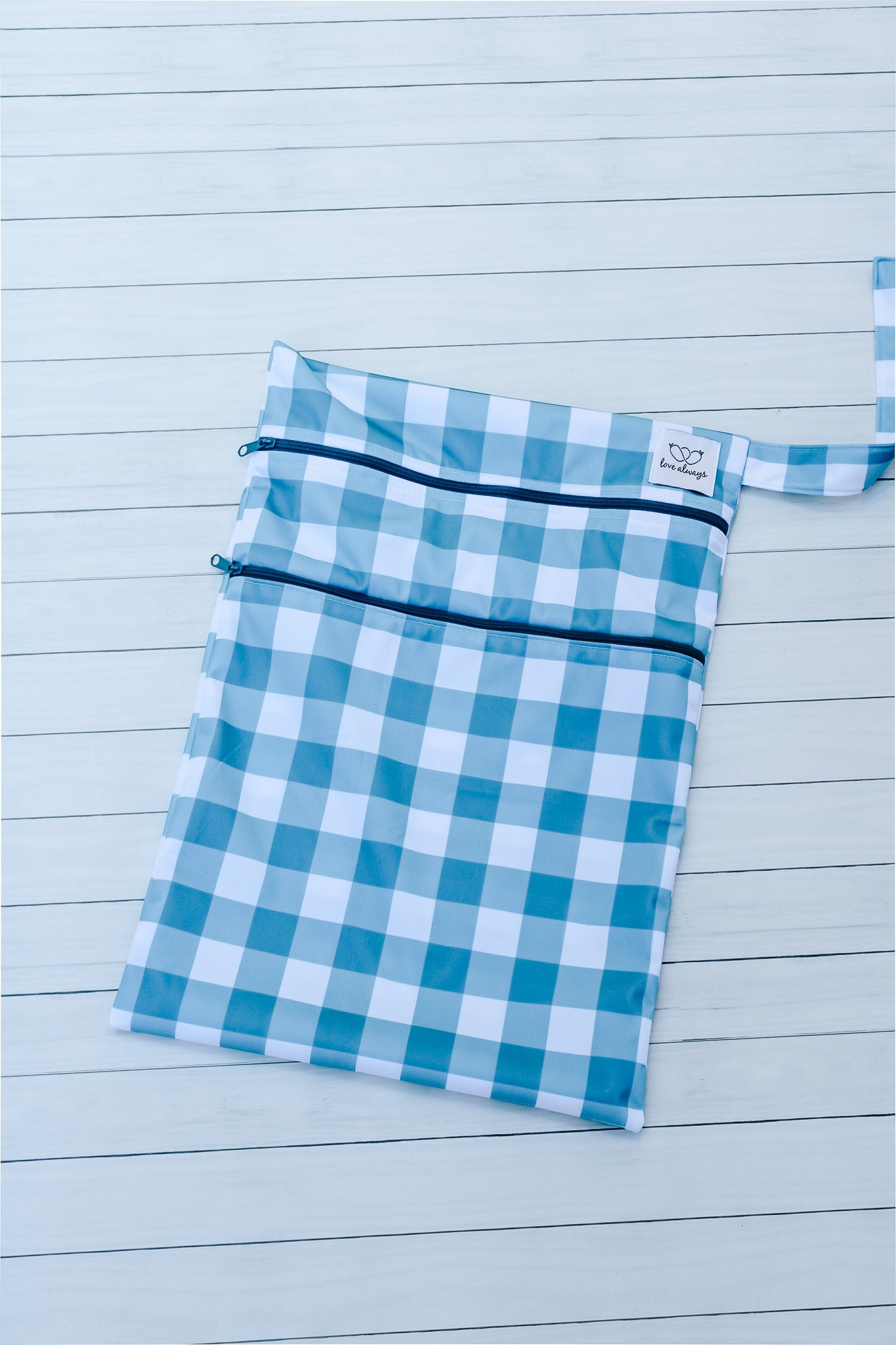 Teal Gingham (Double pocket) Wetbag