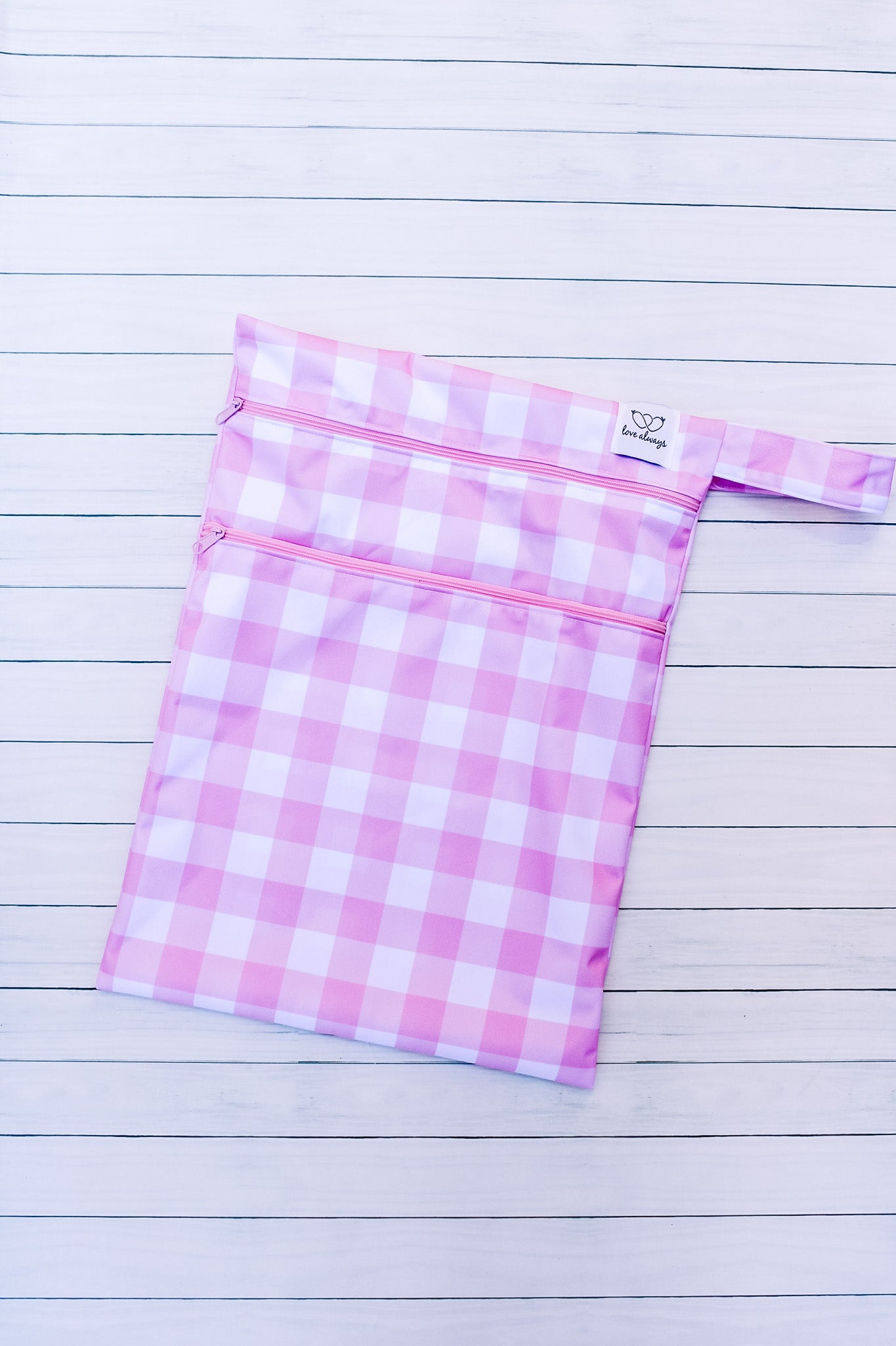 Pink Gingham (Double pocket) Wetbag