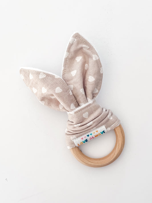 Grey Hearts Bunny Teether