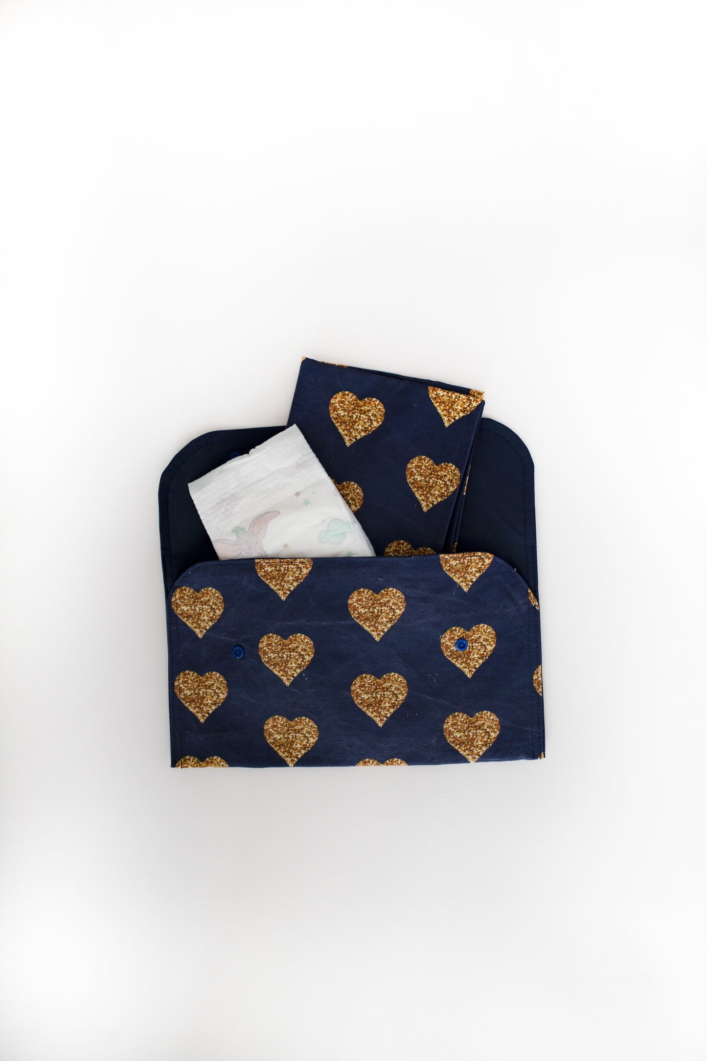 Gold Hearts on Navy