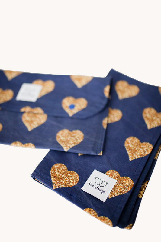 Gold Hearts on Navy