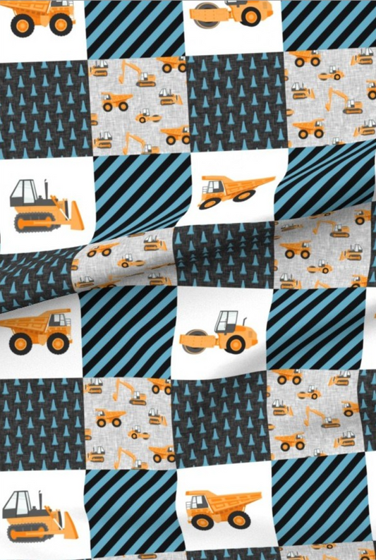 Dump Trucks and Dozers Premium Minky