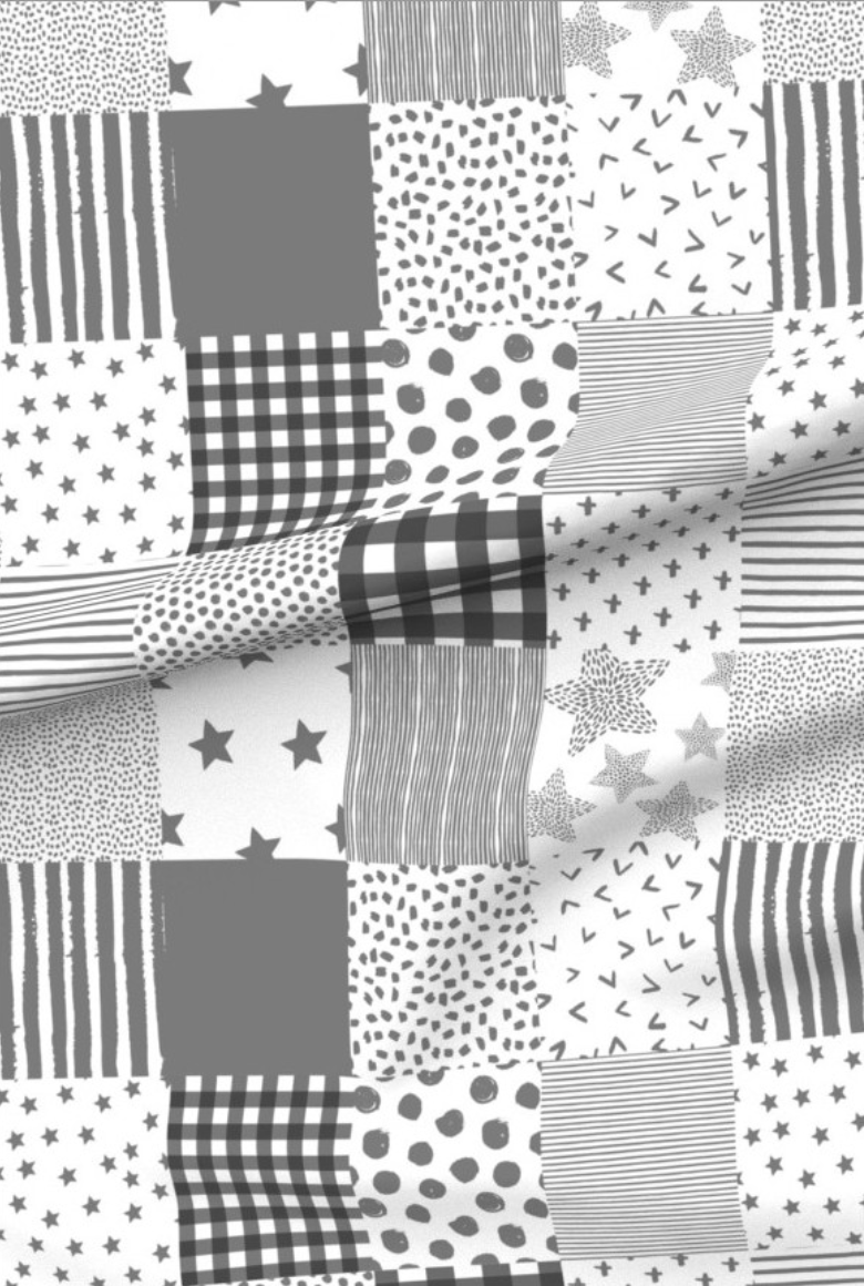 Grey & White Patterns Premium Minky