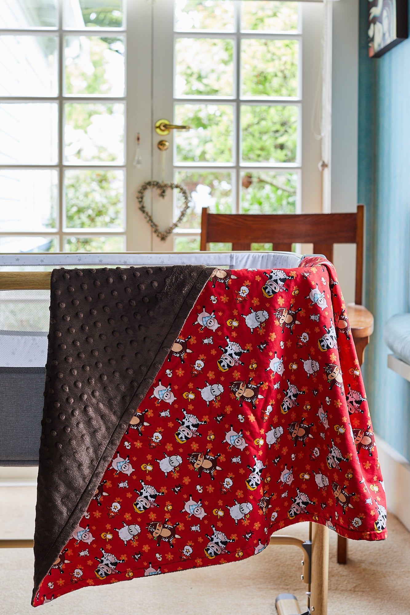 Farmyard Pigs Cotton/Minky Backed Blanket image 1