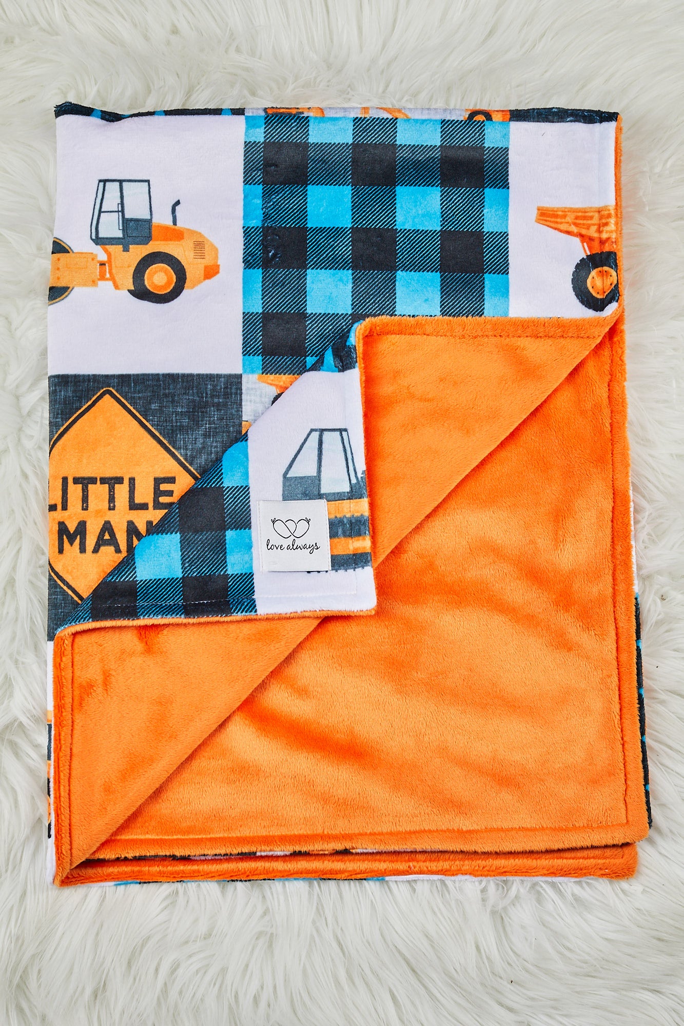 Little Man Construction - Orange/Blue - Minky image 1