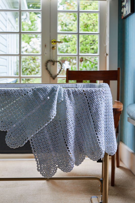 Neutral flecks with Ribbon Crocheted Blanket image 0