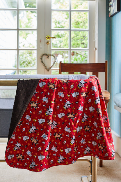 Farmyard Pigs Cotton/Minky Backed Blanket image 0
