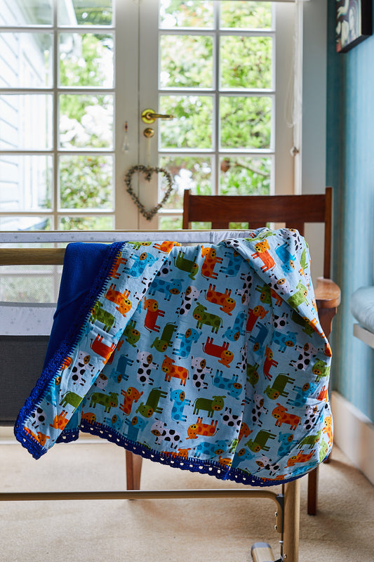 Colourful Cows Crochet Edged Blanket image 0