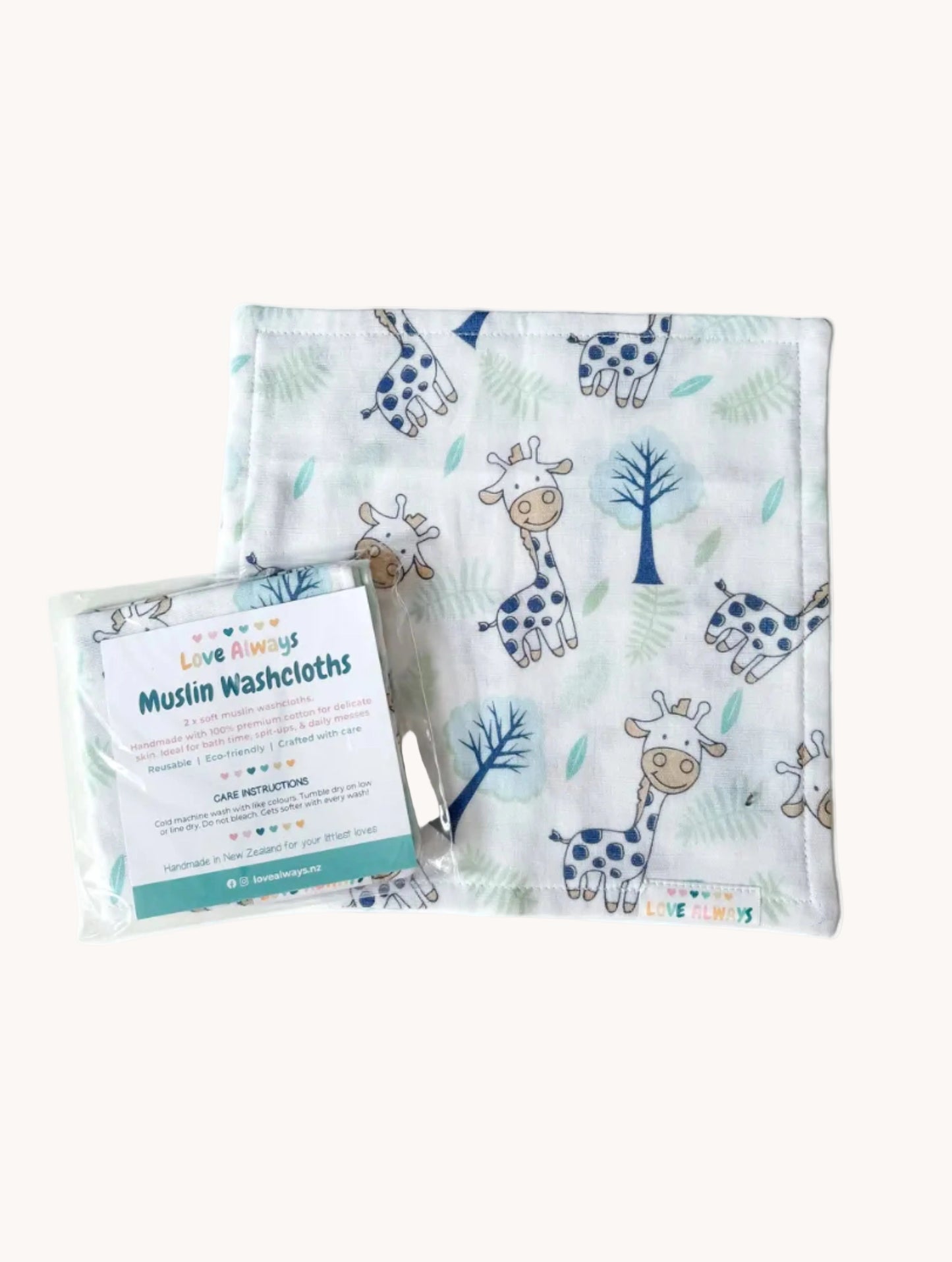 Gentle Giraffes Muslin Washcloth