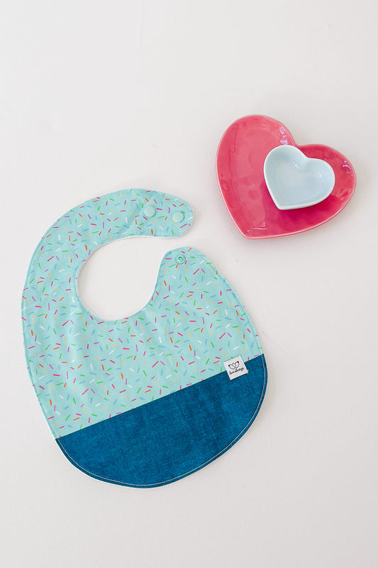 Teal Sprinkles Feeding Bib