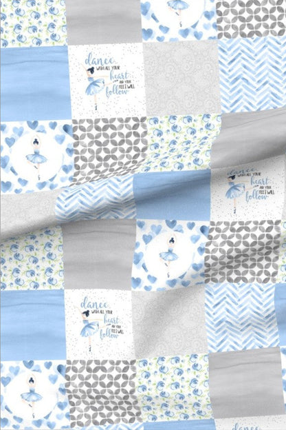 Blue Dance with all your Heart Premium Minky