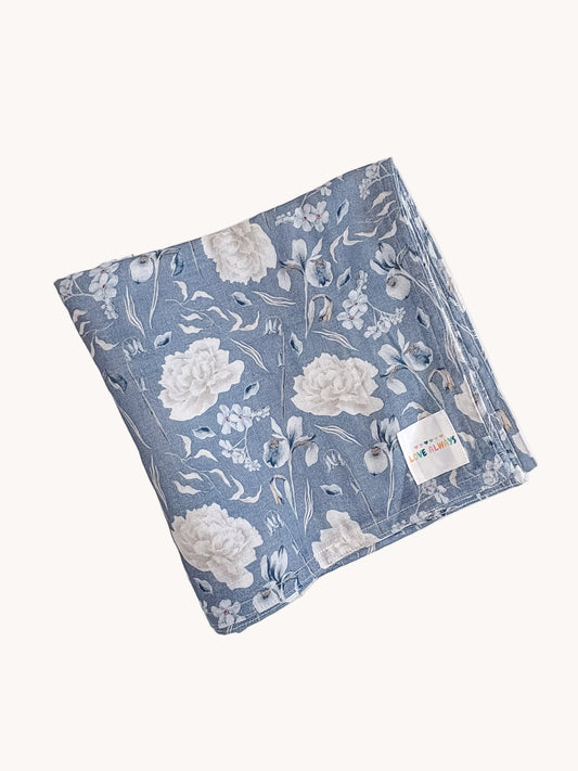 Blue Wildflower Premium Muslin Wrap