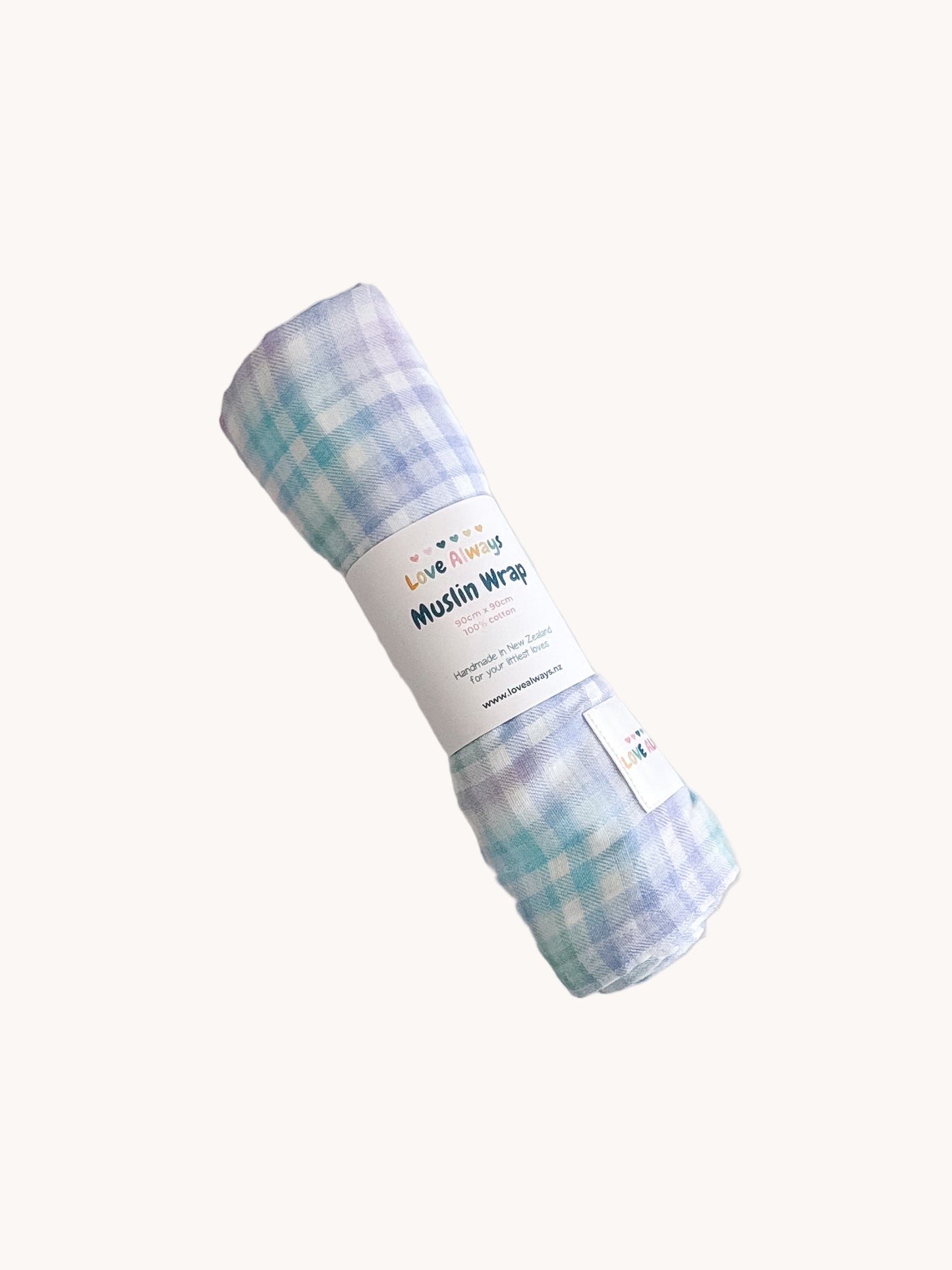 Rainbow Gingham #3 Premium Muslin Wrap