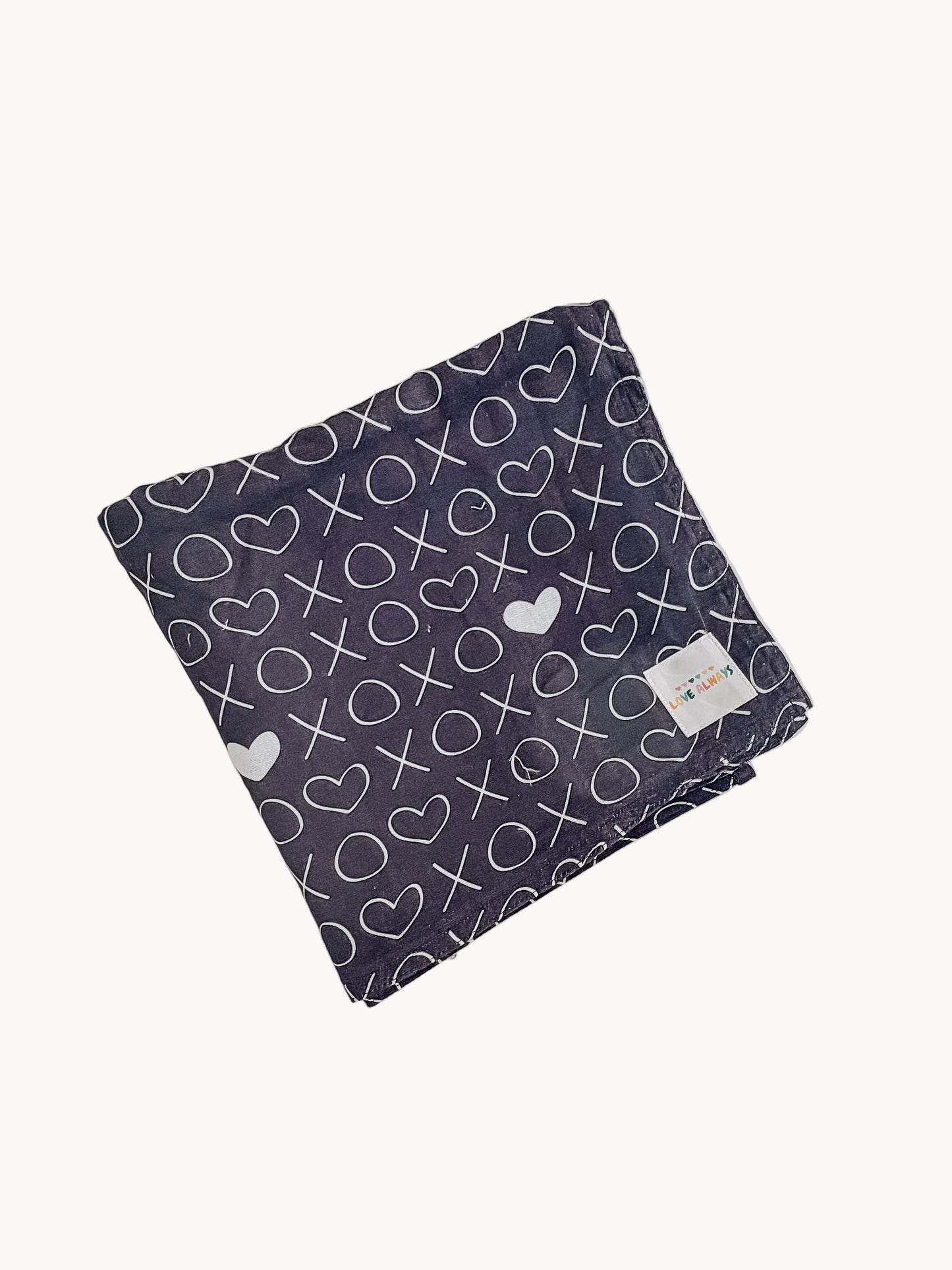 Hearts & Crosses Black Premium Muslin Wrap