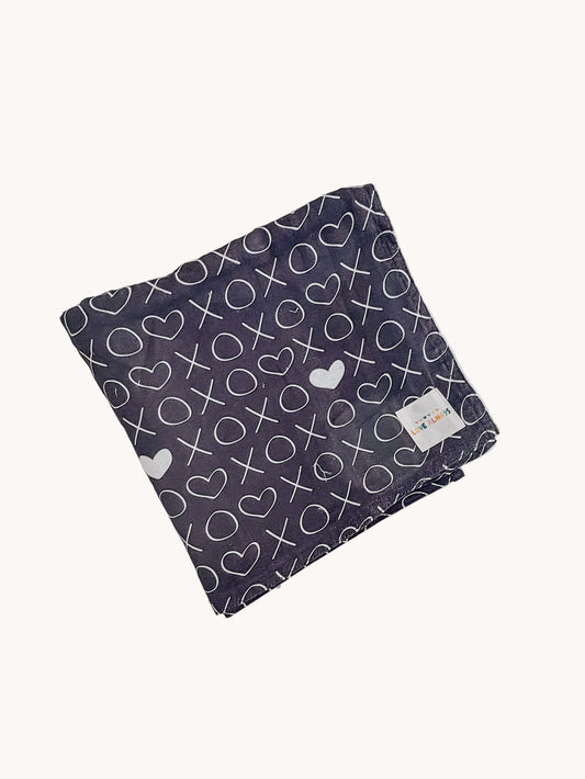 Hearts & Crosses Black Premium Muslin Wrap