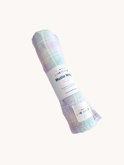 Rainbow Gingham #1 Premium Muslin Wrap