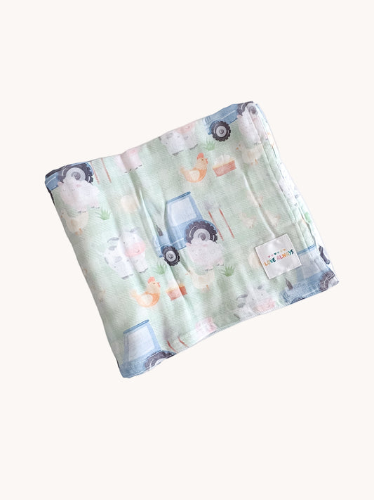 Farmyard Green Premium Muslin Wrap