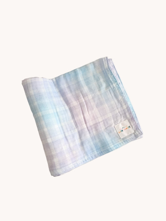 Rainbow Gingham #2 Premium Muslin Wrap
