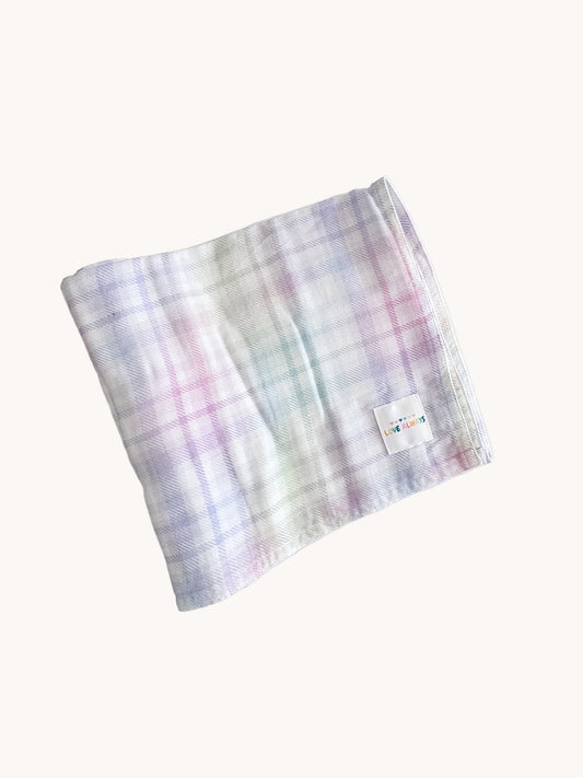 Rainbow Gingham #1 Premium Muslin Wrap