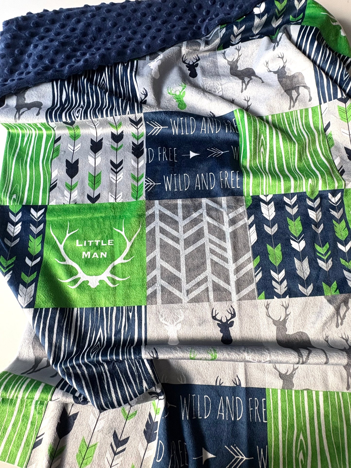 Little Man Deer Patchwork Premium Minky