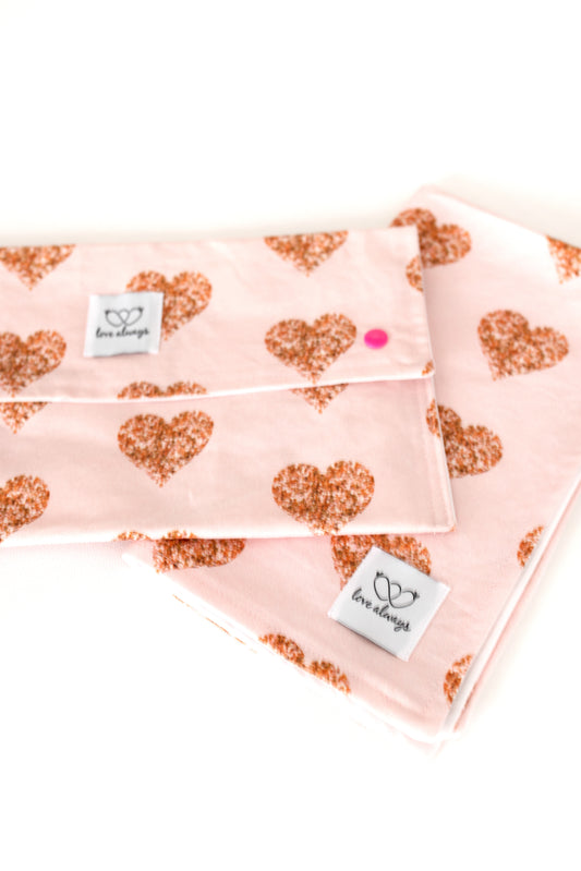 Gold Hearts on Pink