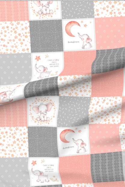 Starry Sky Baby Elephant Pink Premium Minky - Made to Order