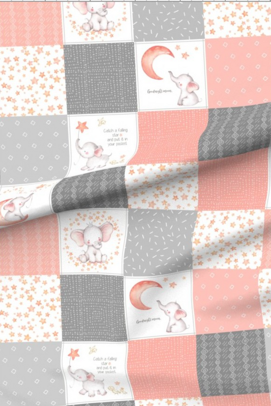 Starry Sky Baby Elephant Pink Premium Minky - Made to Order