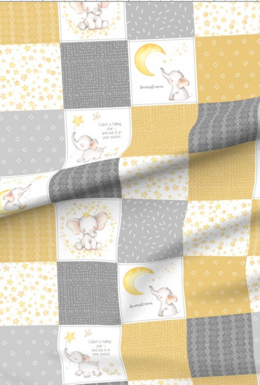 Starry Sky Baby Elephant Mustard Premium Minky - Made to Order