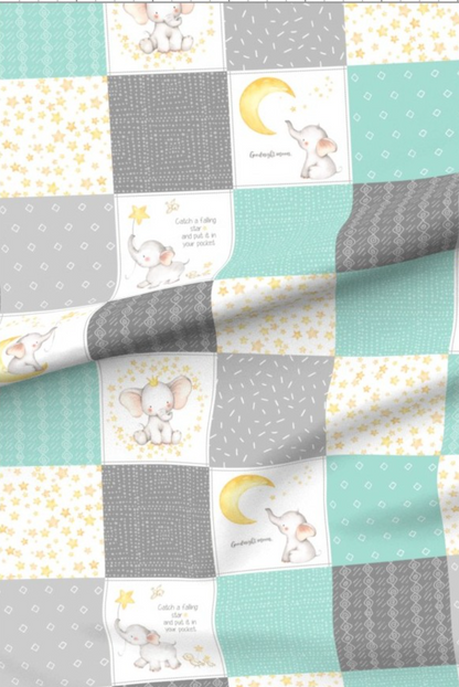 Starry Sky Baby Elephant Aqua Premium Minky - Made to Order