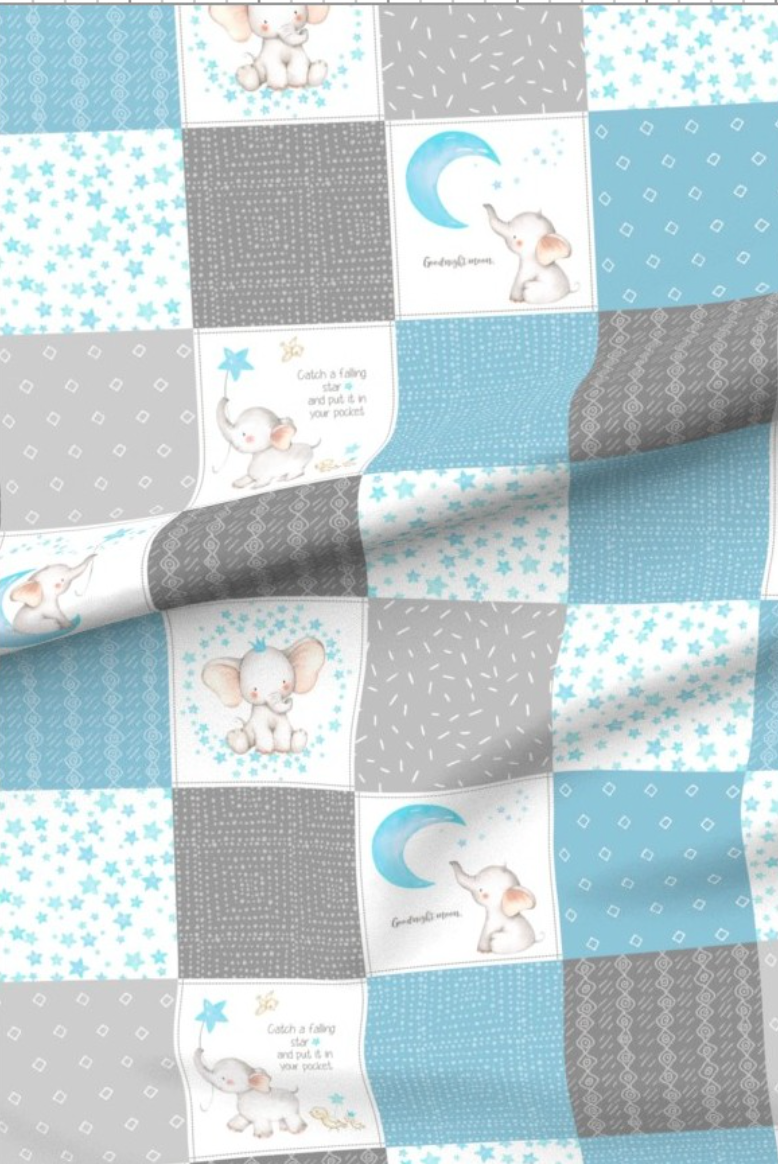 Starry Sky Baby Elephant Blue Premium Minky - Made to Order