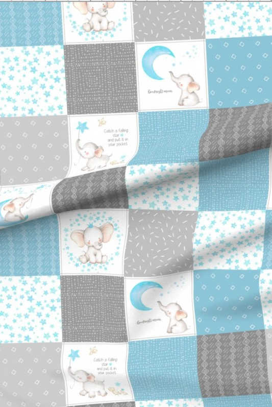 Starry Sky Baby Elephant Blue Premium Minky - Made to Order