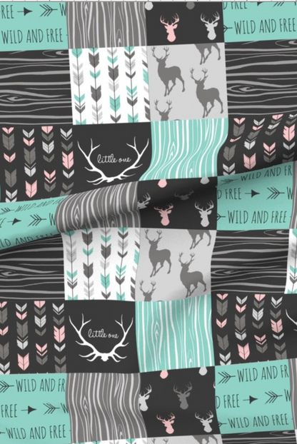 Little Hunter Aqua/Pink Premum Minky