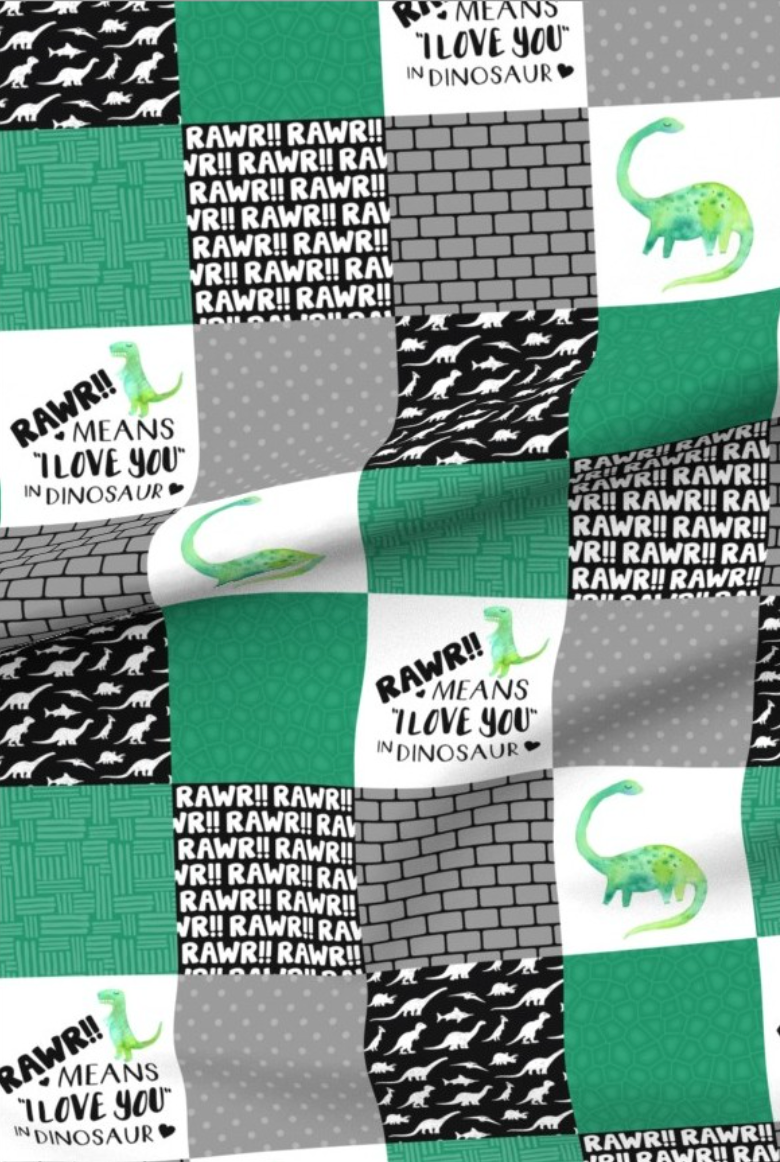 I Love you in Dinosaur Premium Minky