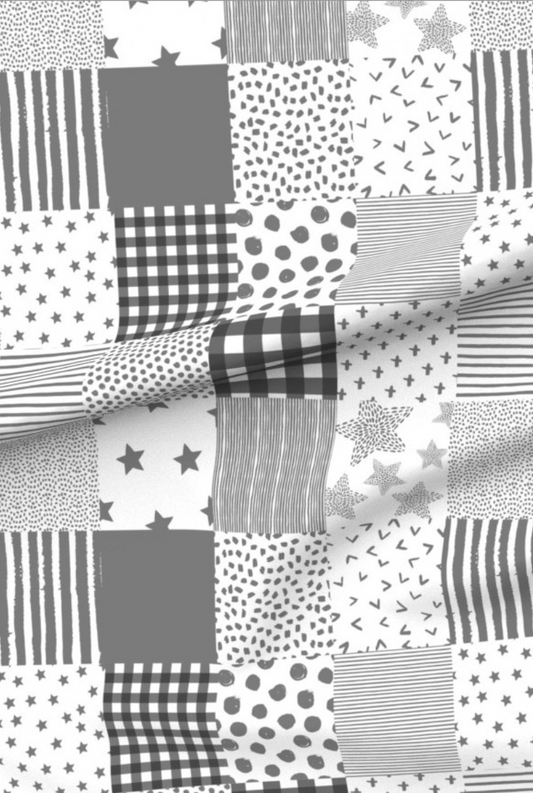 Grey & White Patterns Premium Minky